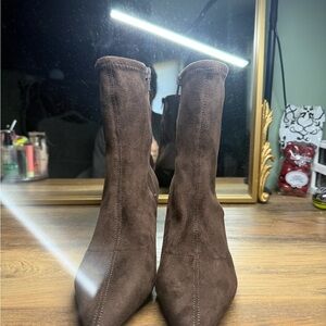 Abound Dark Brown Suede Heeled Boots